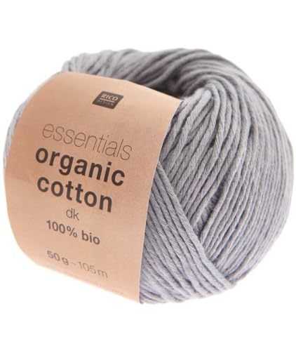 Rico Design Essentials Organic Cotton DK Bio Baumwolle Baumwollgarn zum Stricken oder Häkeln (19 Grey) von Rico Design