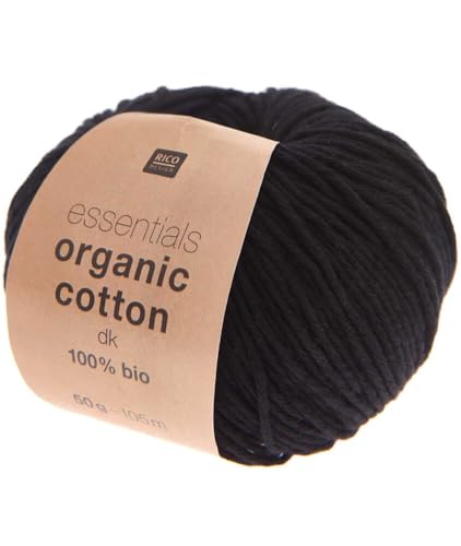 Rico Design Essentials Organic Cotton DK Bio Baumwolle Baumwollgarn zum Stricken oder Häkeln (20 Black) von Rico Design