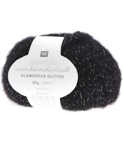 Rico Design Essentials Super Kid Mohair Loves Silk Glamorous Glitter-Strickgarn, luxuriös, weich und kreativ, 25 g von Rico Design