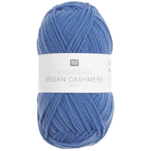 Rico Design Essentials Vegan Cashmere aran, Strickgarn 100% Polyamid, 50g (06 blau) von Rico Design