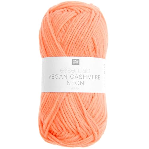 Rico Design Essentials Vegan Cashmere aran, Strickgarn 100% Polyamid, 50g (10 neon orange) von Rico Design