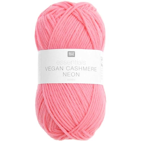 Rico Design Essentials Vegan Cashmere aran, Strickgarn 100% Polyamid, 50g (11 neon pink) von Rico Design