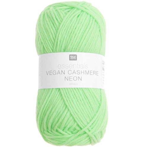 Rico Design Essentials Vegan Cashmere aran, Strickgarn 100% Polyamid, 50g (12 neon gruen) von Rico Design