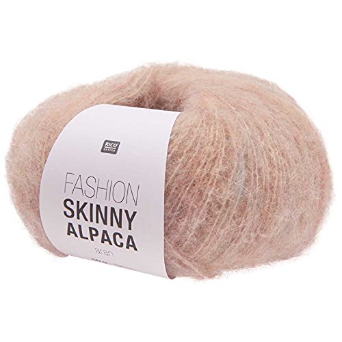 Rico Design Fashion Skinny Alpaca aran, Häkelwolle, Strickgarn, Lacewolle mit Alpaka, 50 g ~ 195 m, Nadelstärke 4 mm, 48% Alpaka, 25% Wolle, 20% Polyamid, 7% Viskose (01 pastell) von Rico Design