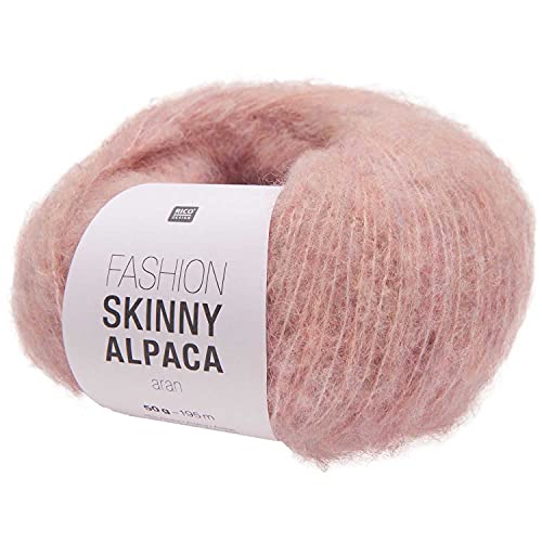 Rico Design Fashion Skinny Alpaca aran, Häkelwolle, Strickgarn, Lacewolle mit Alpaka, 50 g ~ 195 m, Nadelstärke 4 mm, 48% Alpaka, 25% Wolle, 20% Polyamid, 7% Viskose (02 rosa) von Rico Design