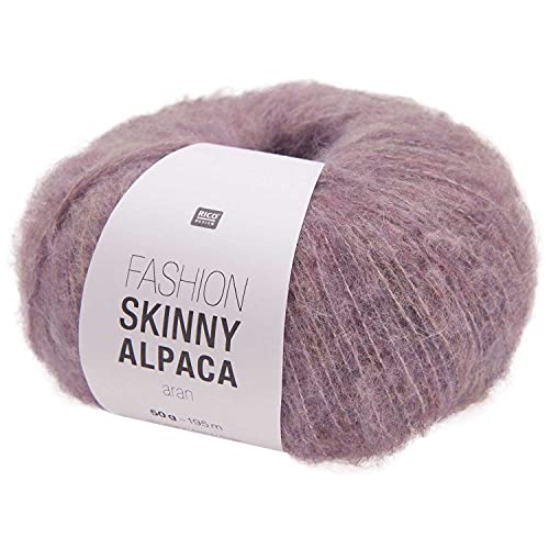 Rico Design Fashion Skinny Alpaca aran, Häkelwolle, Strickgarn, Lacewolle mit Alpaka, 50 g ~ 195 m, Nadelstärke 4 mm, 48% Alpaka, 25% Wolle, 20% Polyamid, 7% Viskose (05 flieder) von Rico Design