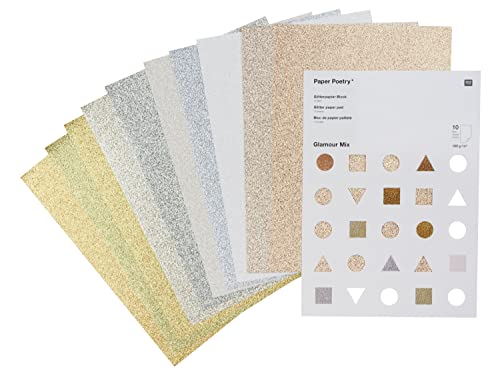 Rico Design Glitterpapier Glamour Mix 10 Blatt 180g/qm DIN A4 von Rico Design