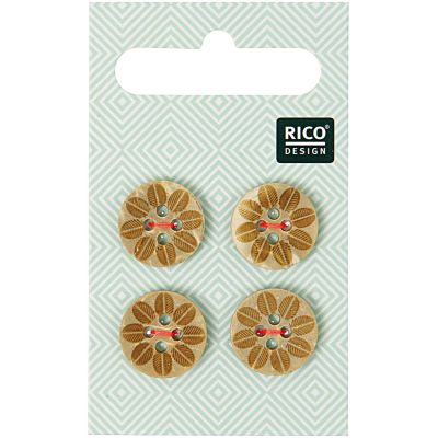 Holzknöpfe mit Blüte 1,6cm 4 Stück von Rico Design