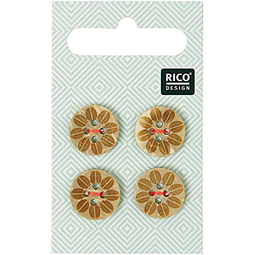 Rico Design | Holzknöpfe mit Blüte 1,6cm 4 Stück von Rico Design