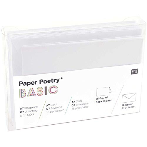 Rico Design Paper Poetry Kartenset Basic Weiss A7/C7 30teilig von Rico Design