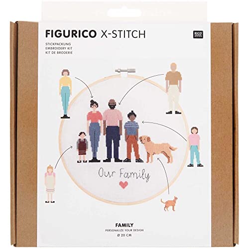 Rico Design Stickpackung Figurico Family: Inhalt (ausreichend für 1 Bild): Stickring 20 cm, Zählstoff Aida weiß 100% Baumwolle 6, 4St./cm Stickgarn 100% Baumwolle, Nadel, Anleitung von Rico Design