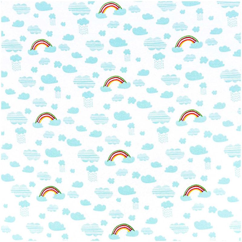 Stoff Jersey weiß-Regenbogen 145cm von Rico Design