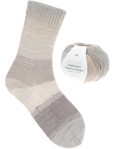 Rico Design Superba Cashmeri Luxury Socks | Sockenwolle mit Kaschmir | Strumpfwolle 4-fädig | Sockengarn mit Farbverlauf (28 | haferflocke) von Rico Design