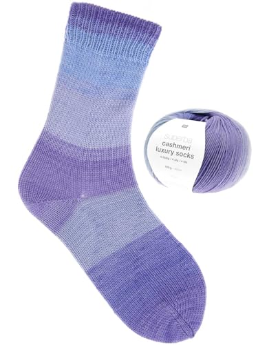 Rico Design Superba Cashmeri Luxury Socks | Sockenwolle mit Kaschmir | Strumpfwolle 4-fädig | Sockengarn mit Farbverlauf (29 | violett) von Rico Design