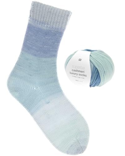 Rico Design Superba Cashmeri Luxury Socks | Sockenwolle mit Kaschmir | Strumpfwolle 4-fädig | Sockengarn mit Farbverlauf (31 | antarktis) von Rico Design