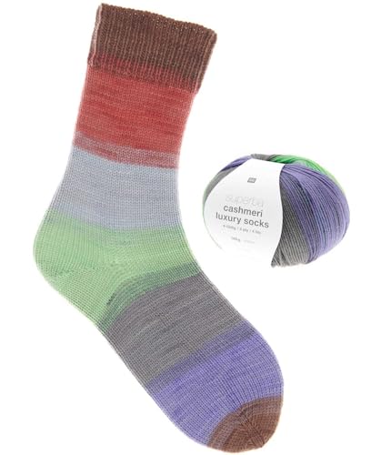 Rico Design Superba Cashmeri Luxury Socks | Sockenwolle mit Kaschmir | Strumpfwolle 4-fädig | Sockengarn mit Farbverlauf (34 | fresh) von Rico Design