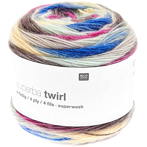 Rico Design Superba Twirl | Sockenwolle 4fädig mit Farbverlauf | Sockengarn zum Stricken für zwei unterschiedliche Socken | 100g (08) von Rico Design