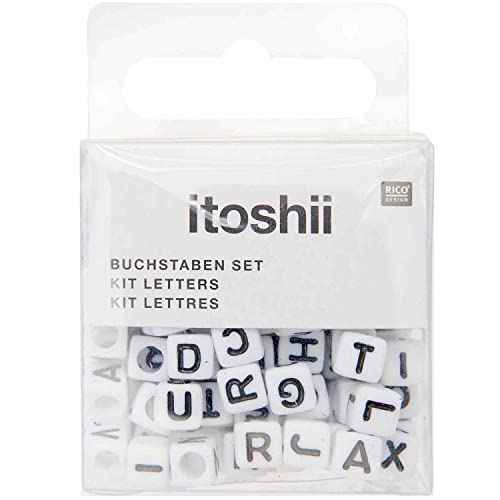 Rico Design itoshii Buchstaben Mix Würfel 6x6x6mm 99 Stück weiß - DIY von Rico Design