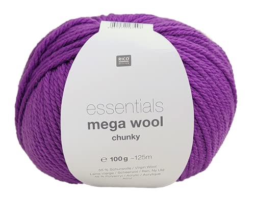 Rico Essentials Mega Wool Chunky Farbe 31, Punch Needle Wolle für Nadelstärke 6 mm, 100g von Rico Design