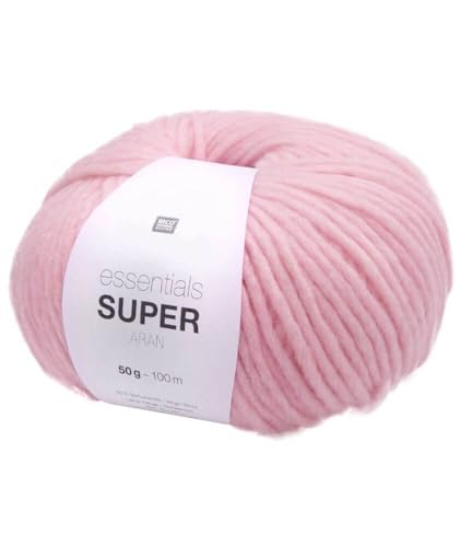 Rico Essentials Super Aran, dicke Wolle Nadelstärke 5, Dochtgarn zum Stricken und Häkeln, 50g 100m (04 rosa) von Rico Design