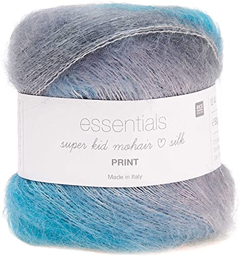 Rico Essentials Super Kid Mohair Loves Silk Print, Lacegarn Mohair Seide Farbverlauf zum Stricken und Häkeln (13 summer) von Rico Design