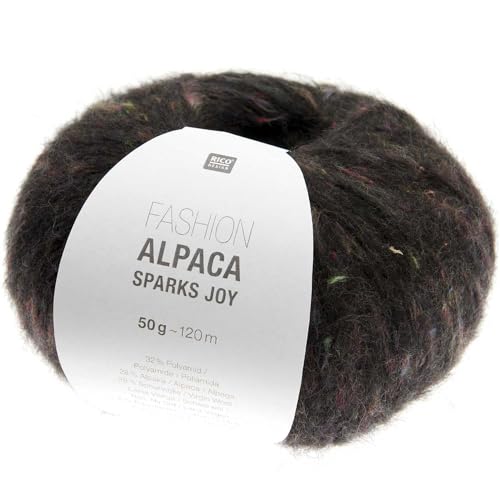 Rico Fashion Alpaca Sparks Joy Alpakawolle | Strickwolle Häkelwolle mit Alpaka Wolle Baumwolle | Strickgarn 50g 120m (08 schwarz) von Rico Design