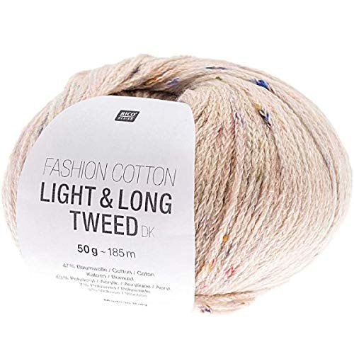 Rico Fashion Cotton Light & Long Tweed dk Fb. 02 lachs grau Natur, Baumwollgarn mit langem, dezentem degradé Farbverlauf zum Stricken & Häkeln von Rico Design