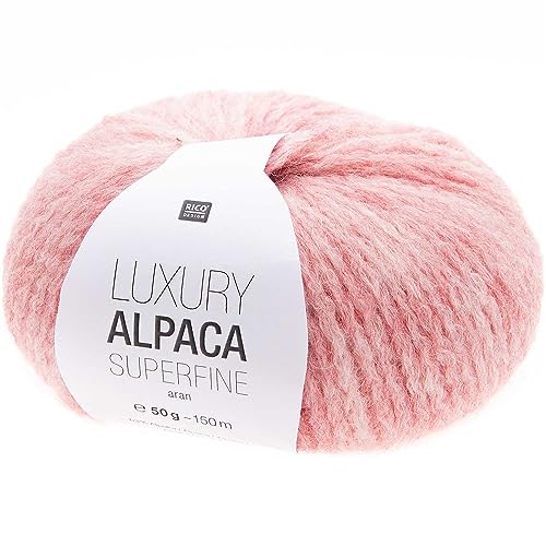 Rico Luxury Alpaca Superfine Aran | Weiche Alpakawolle rosa zum Stricken und Häkeln | Wolle Nadelstärke 5 bis 6 mm (007 Rosa) von Rico Design