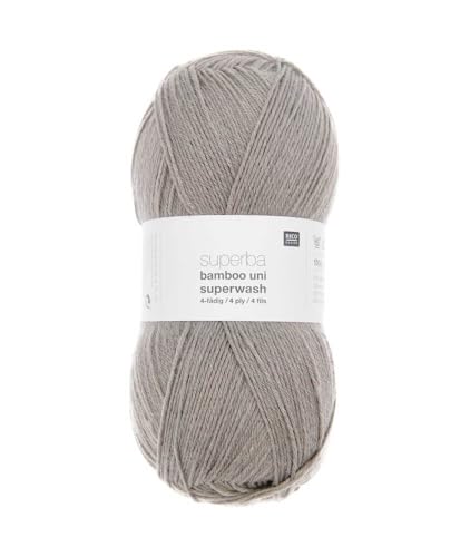 Rico Superba Bamboo Uni 4-lagige Socke 011, hellgrau von Rico Design