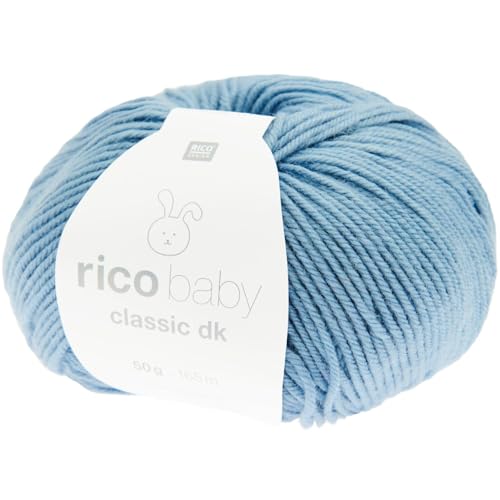 Rico Wolle Baby Classic dk, Babywolle weich und pflegeleicht zum Stricken oder Häkeln, 50% Polyamid, 50% Polyacryl, 50g 165m, Nadelstärke 3,5-4 mm (014 blau) von Rico Design