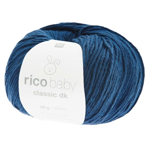 Rico Wolle Baby Classic dk, Babywolle weich und pflegeleicht zum Stricken oder Häkeln, 50% Polyamid, 50% Polyacryl, 50g 165m, Nadelstärke 3,5-4 mm (036 jeans) von Rico Design