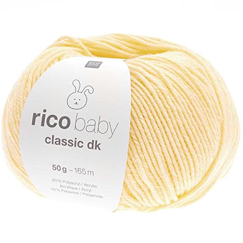 Rico Wolle Baby Classic dk, Babywolle weich und pflegeleicht zum Stricken oder Häkeln, 50% Polyamid, 50% Polyacryl, 50g 165m, Nadelstärke 3,5-4 mm (080 vanille) von Rico Design