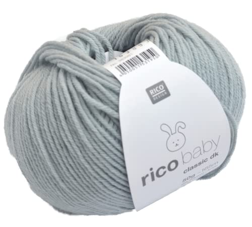 Rico Wolle Baby Classic dk | Babywolle weich und pflegeleicht zum Stricken oder Häkeln | 50% Polyamid, 50% Polyacryl | 50g 165m Nadelstärke 3,5-4 mm (042 smokey blue) von Rico Design