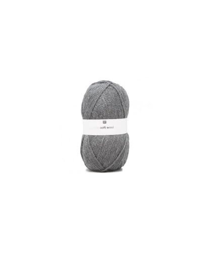 Rico creative Soft Wool Aran Fb. 017 - dunkelgrau, 100g weiche, Pflegeleichte Wolle grau zum Stricken und Häkeln, für Nadelstärke 5 mm von Rico Design