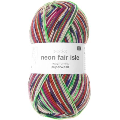 Socks Neon Fair Isle 4-fädig von Rico Design