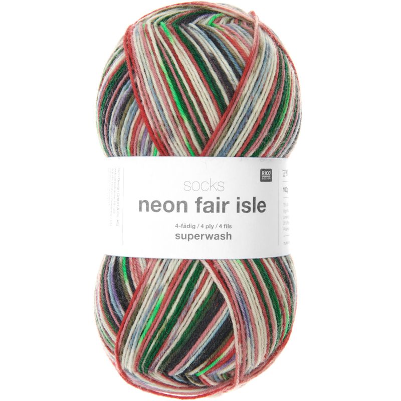 Socks Neon Fair Isle 4-fädig von Rico Design