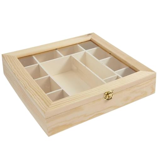 Sortierbox aus Holz mit Sichtfenster, 27,1 x 27,6 x 5,5 cm von Rico Design