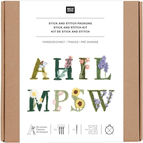 Stick & Stitch Packung Blumenalphabet, bunt von Rico Design