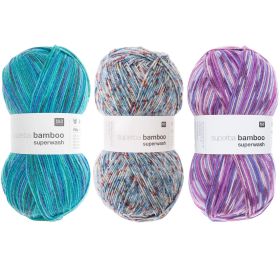 Wollpaket Sockenwolle Superba Bamboo superwash Bunt von Rico Design