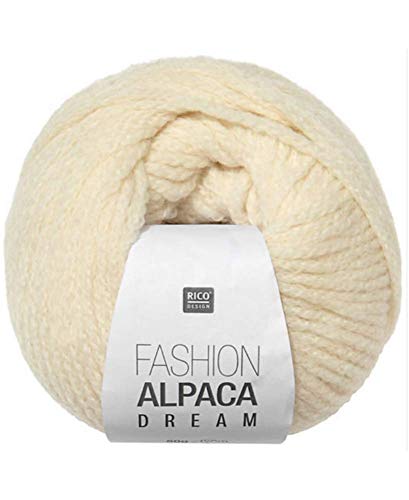 Rico Fashion Alpaca Dream, Fb 1 – creme, Mischung aus Merinowolle und Alpaka Wolle Nadelstärke 8mm von Rico Fashion Alpaca Dream