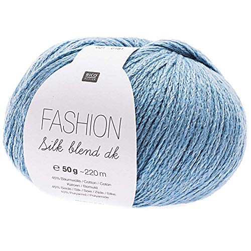 Rico Fashion Silk blend dk Fb. 021 hellblau, Wolle mit Seide zum Stricken oder Häkeln, edles Seide Baumwolle Garn von Rico Fashion Silk blend dk