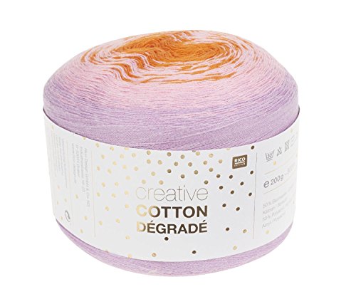 Rico Wolle Garn Creative Cotton Dégradé 200 g Häkeln Stricken Woll 50%Baumwolle 50%Polyacryl Rosa-Orange von Rico creative