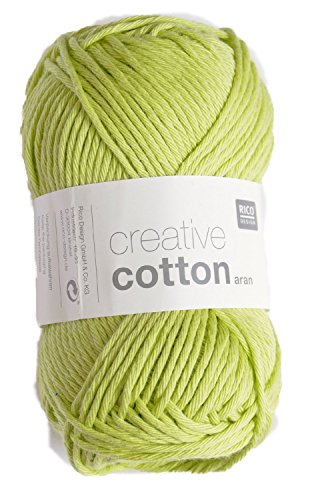 50 g Creative Cotton Aran Häkelgarn 85 m Lauflänge/Knäuel (Fb. 44 pistazie hell) von Rico Design