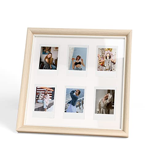 Rieibi Polaroid-Bilderrahmen aus Holz, 7,6 cm x 7,6 cm, für Polaroid und Instax Mini 12/11/9/8/7+/Evo/Link-Folie, Wandhalterung und Tischrahmen für Wand- und Tischdekoration von Rieibi