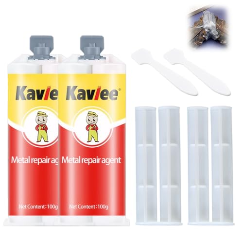 2 Komponenten Kleber 2 PCS,Metallkleber Extra Stark 100g A+B, wasserfester Zwei-Komponenten-Kleber,metallkleber Gussfehler Einfach Reparieren,Reparaturkleber Schnelle und Dauerhafte Metallreparatur von Rienan