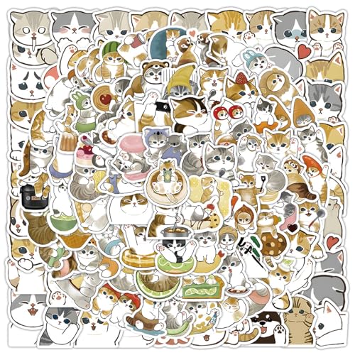 200 Stück Katzen Sticker Cat Stickers Katzen Aufkleber Tier Sticker Kawaii Stickers Cartoon-Tier-Aufkleber Wasserfeste Vinyl-Aufkleber für Scrapbooking Laptop Gepäck Skateboard von Rienan