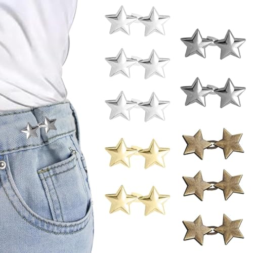 Hose Enger Machen Clip 10 Paare Hosenclips Zum Enger Machen Wiederverwendbar Hosen Enger Machen Clip Einstellbar Knöpfe Ohne Nähen Stern Knöpfe Jean Knopfnadeln für Hosen Jeans Damen Rock von Rienan