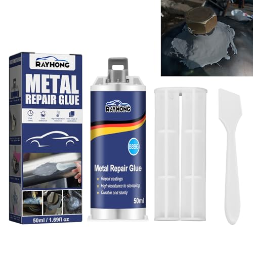 Metallkleber Extra Stark 1 Stück Metallkleber Metallkleber Hitzebeständig 2 Komponenten Kleber für Metall Flüssigmetall Reparaturpaste für Stahl Metall Gusseisen Hochfestigkeitsschweißkleber (100ml) von Rienan