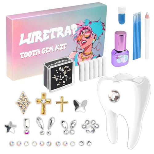 Rienan Tooth Gem kit 30 Stück Zahnschmuck set Zahnstein set Hining Smile DIY Tooth Gem kit Zahnschmuck set Edelstein Zahnstein Schmuck für Reflektierende Zahnverzierungs-Dekoration von Rienan