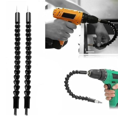 Flexible Drill Bit Extension Drill Bit Extension,Flexible Drill Bit Extension Bendable Screwdriver Drill Attachment, Soft Shafts Flexible Drill Bit Extensions for Electronic Drills (Black-2Pc) von Rietoiu